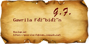 Gavrila Fábián névjegykártya
